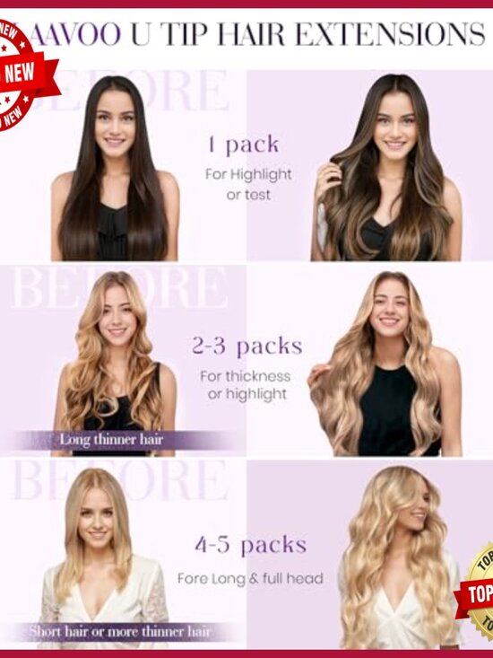 24 Inch Human Hair Extensions 50g U Tip K Tip Heat Resistant